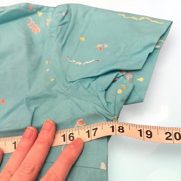 Bernie Dexter Cotton Champagne Celebration Turquoise Pink Mini Dress Size L - Picture 5 of 9